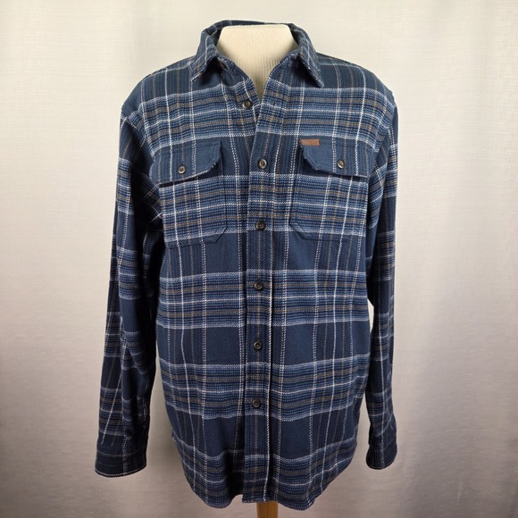 Orvis Big Bear Heavyweight Flannel Shirt Men's M Blue Plaid Pockets Outdoors - Picture 2 of 8